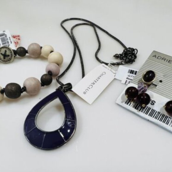Adrienne Vittadini Earrings Charter Club Necklace Fossil Bracelet 3 Pc Set - Picture 3 of 3